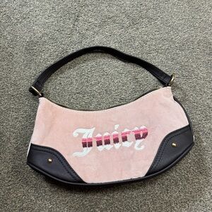 Juicy Couture Y2K Retro Vibe Shoulder Bag Dusty Blush Velour faux leather trim